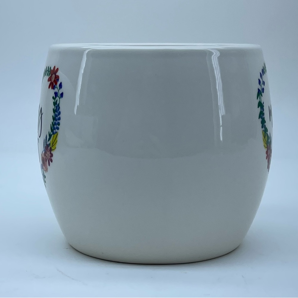 Opal House “Morning Vibes” Stoneware Mug Heart Floral Wreath Flowers Boho Gift - Picture 2 of 8